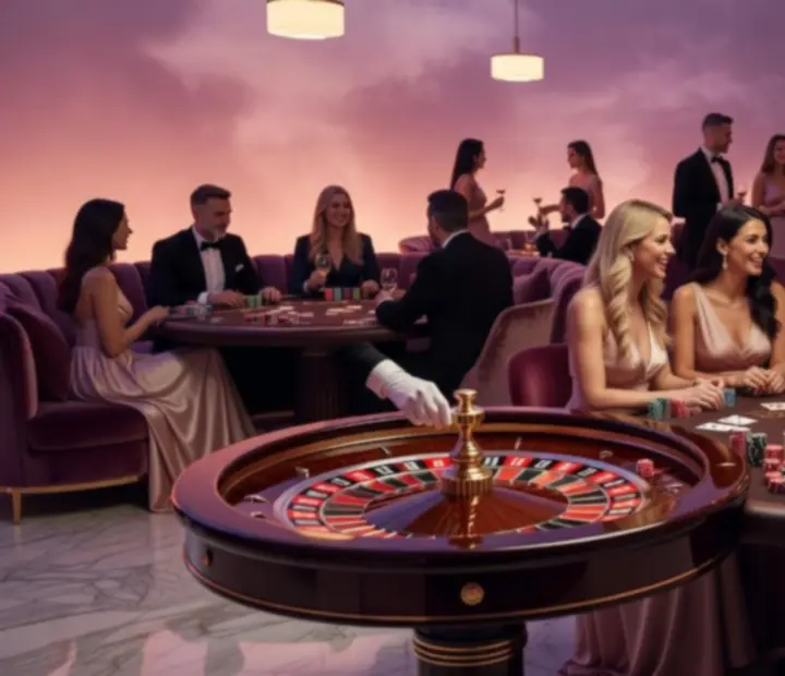 Tematikus, kombinált játékestek lila-pink fényekkel és elegáns hangulattal